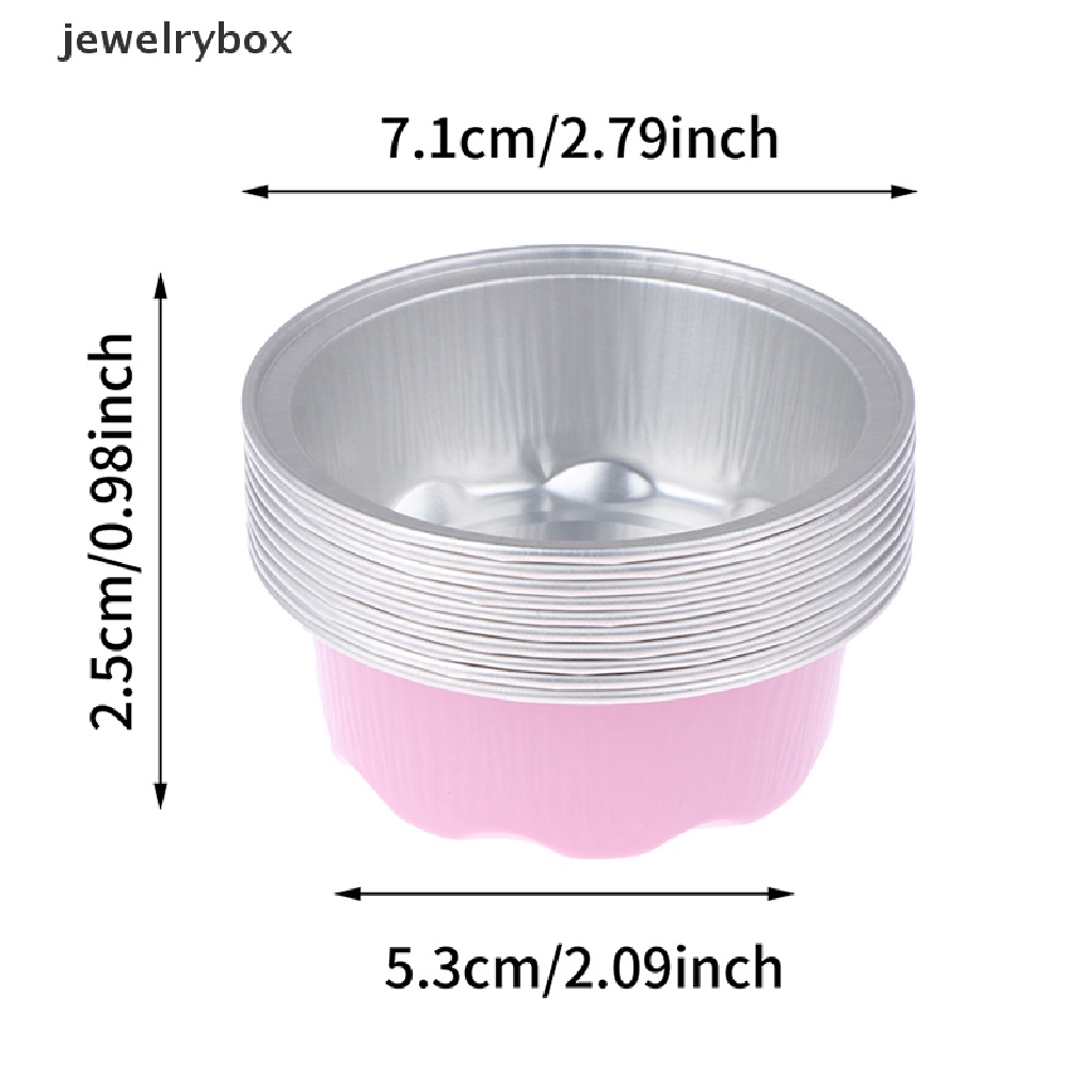 [jewelrybox] 10pcs 50ML Valene Aluminium Foil Loyang Kue Bentuk Bulat Cupcake Cup Dengan Tutup Butik