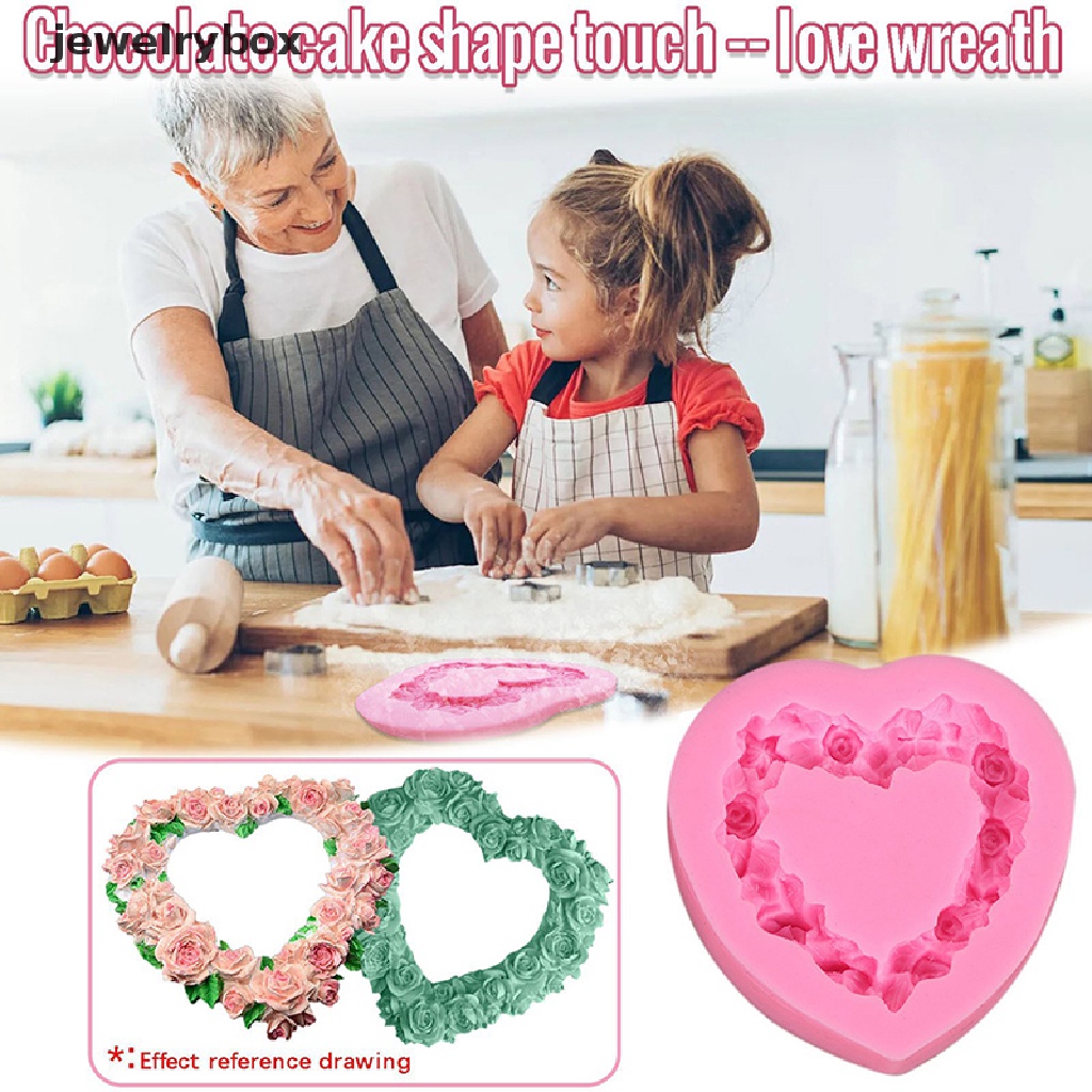 [jewelrybox] 1pc Heart Rose Shape Silicone Sugarcraft Cetakan Cupcake Baking Decorag Cetakan Butik