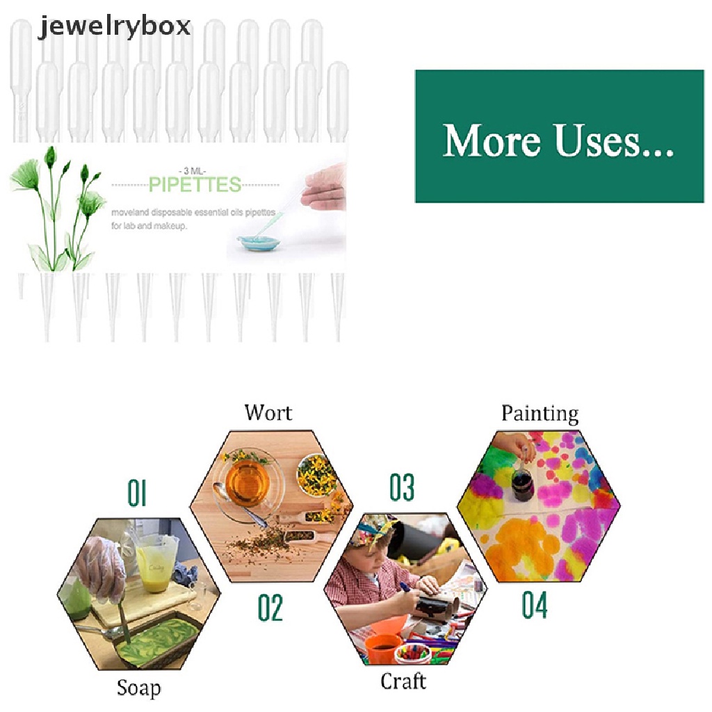 [jewelrybox] 100pcs Pipet Graduated Disposable Pasteur Plastik Tetes Mata1 /2 /3/5ml Butik