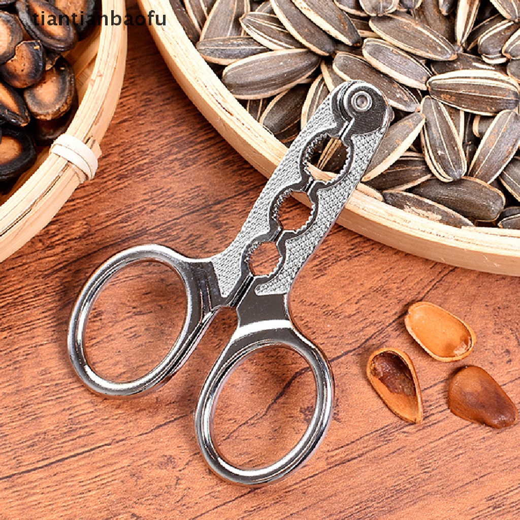 [tiantianbaofu] Stainless Steel Melon Seed Plier Scissor Nut Cracker Walnut Pine Sheller Opener Butik