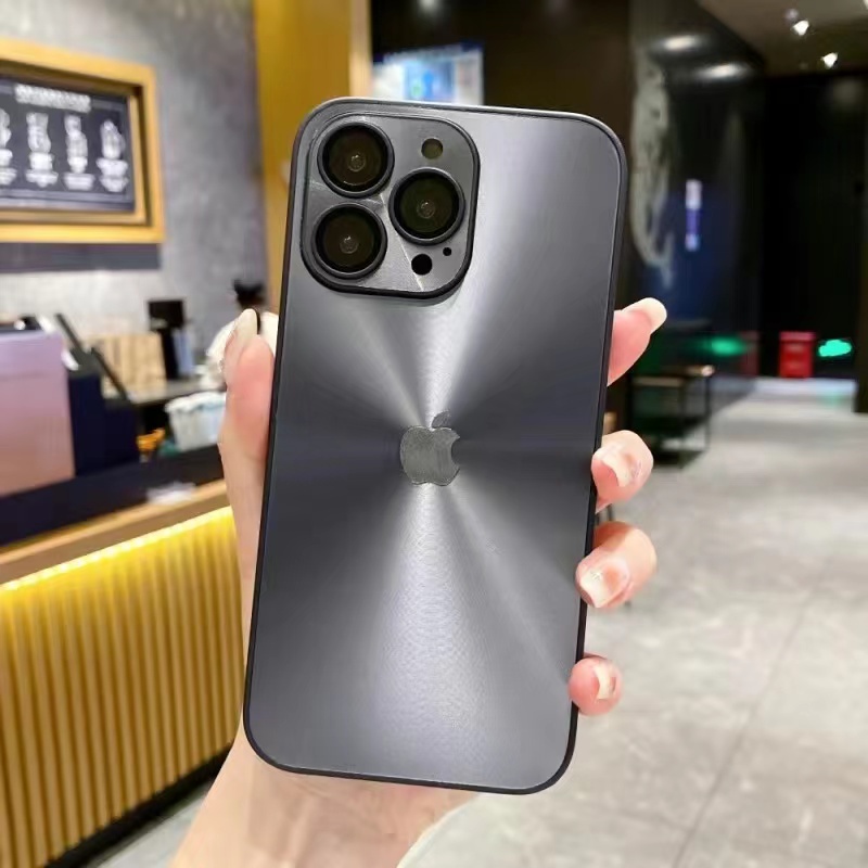 IPHONE Laser Shiny Gold Scrub Ultrathin Self Filled Lens Film Casing Ponsel Tahan Guncangan Untuk Iphone14 13 12 11 Pro Max