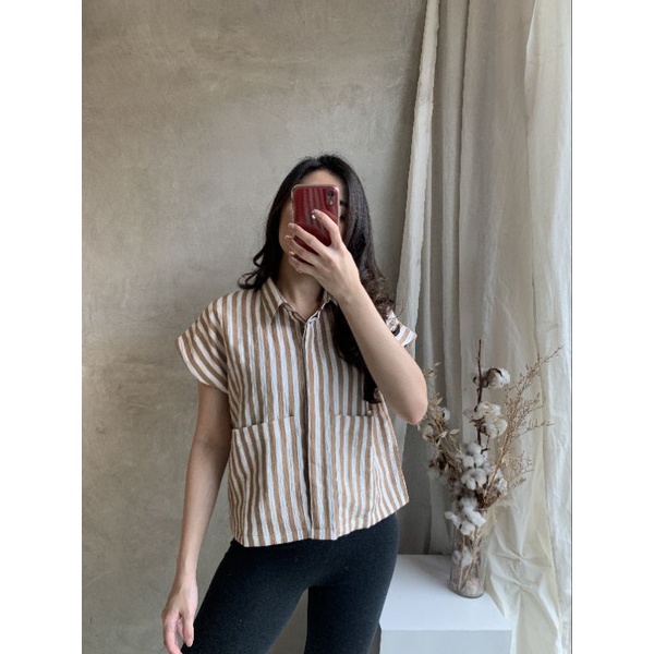 RYU STRIPE TOPS atasan kemeja wanita