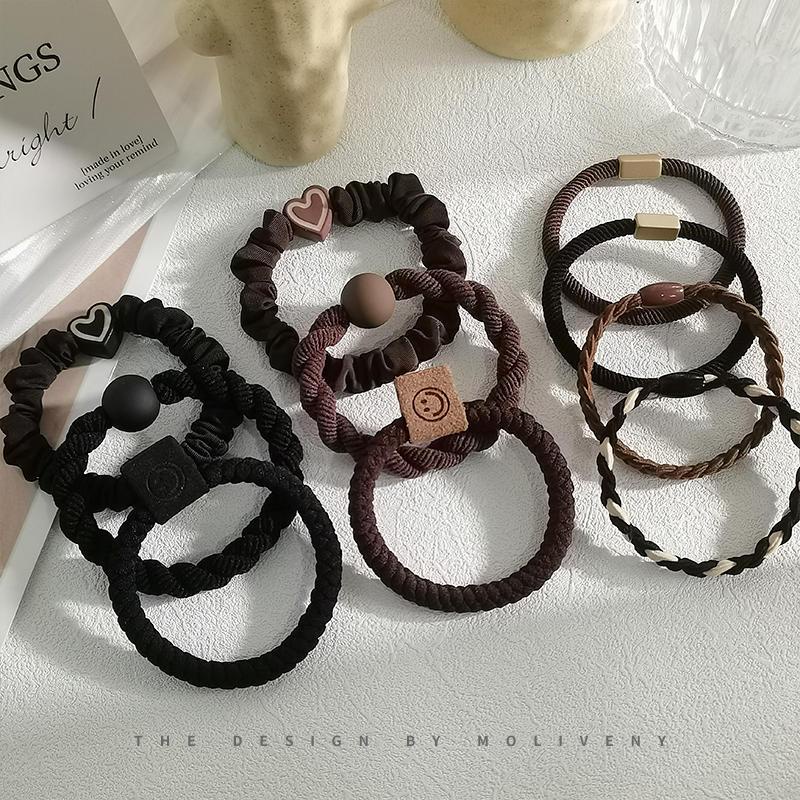 10pcs/set Tali Kepalahair Karet Gelang Perempuan Tinggi Elastis Tali Rambut Fashion Rambut