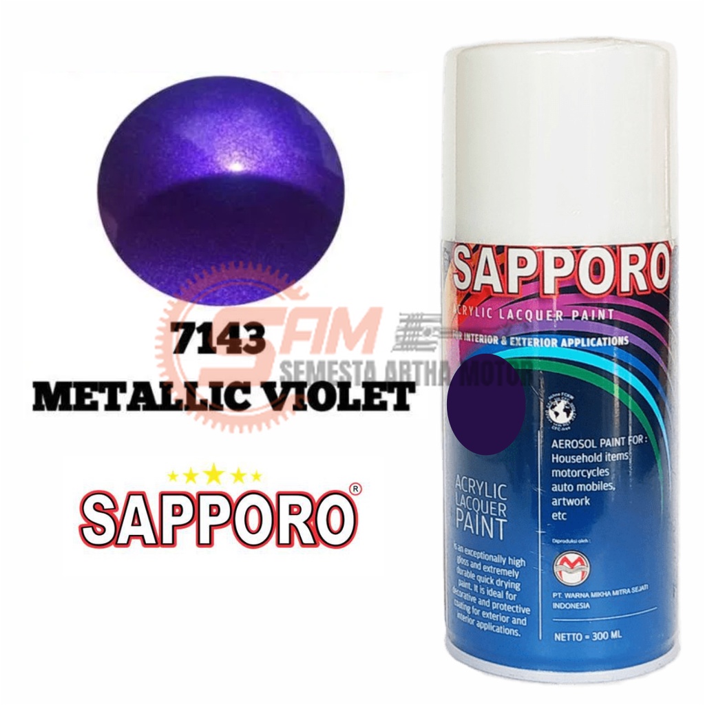 

Pilox Sapporo Metallic Violet 7143 Cat Semprot 300ml Pilok Ungu Aerosol Spray