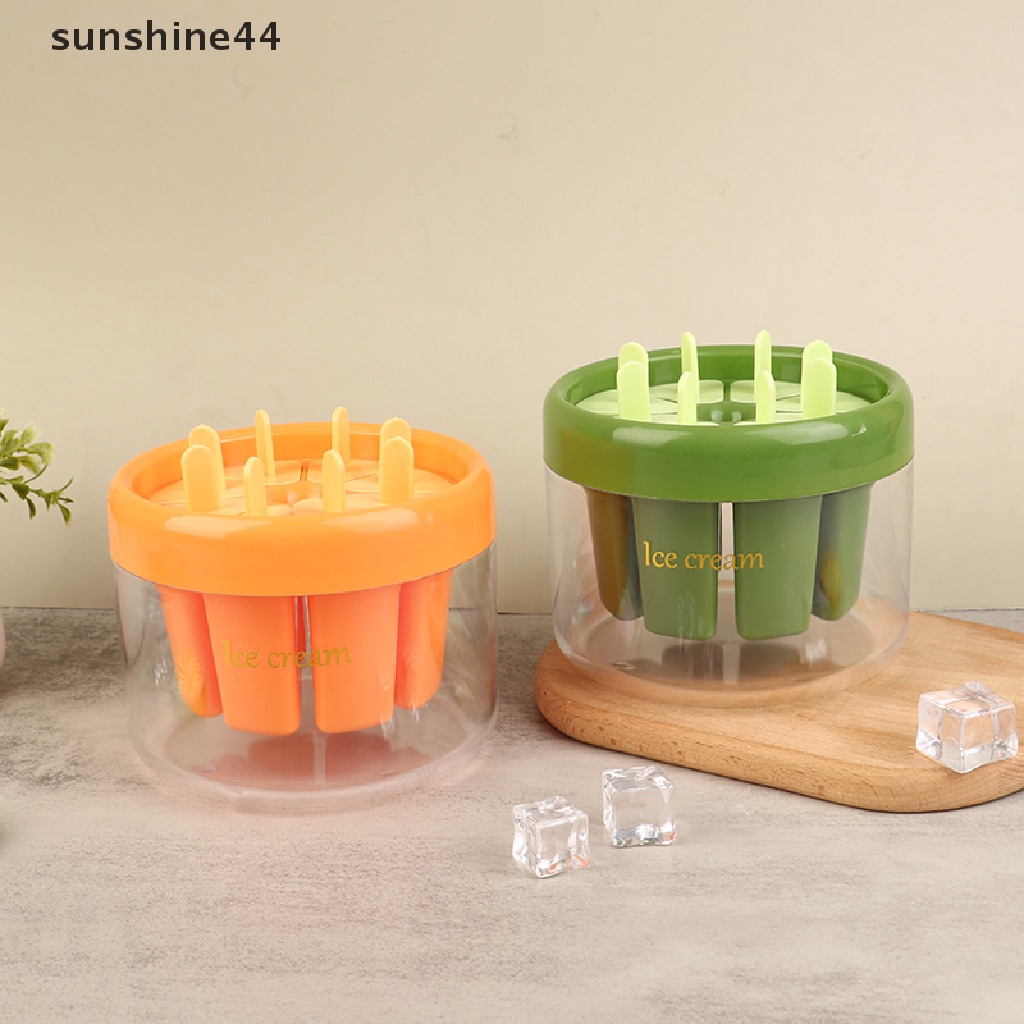 Sunshine 8cells Cetakan Es Krim Silikon Juice Popsicle Maker Cetakan Es Lilin Dengan Stik ID