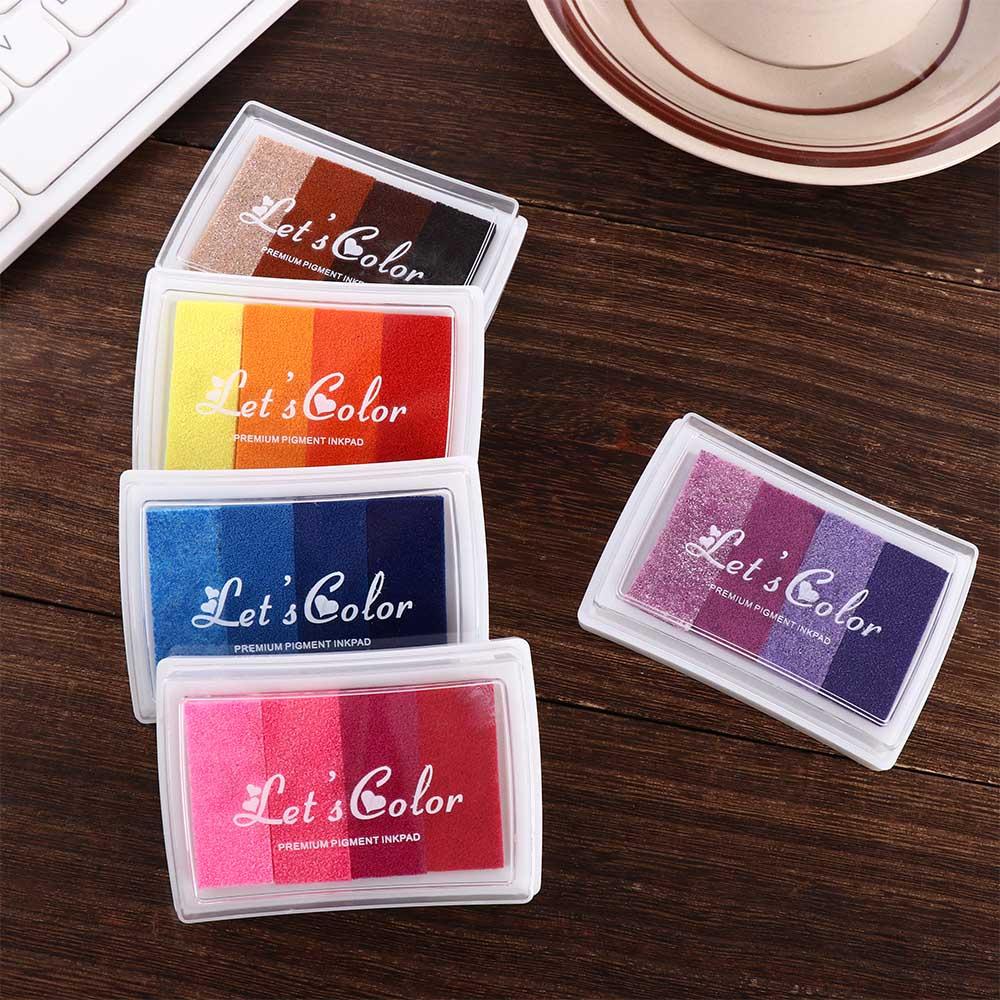 Lanfy Rainbow Ink Pad Kreatif Keselamatan DIY Kerajinan Tangan Akun Sekolah Kantor Newborn Tapak Inkpad