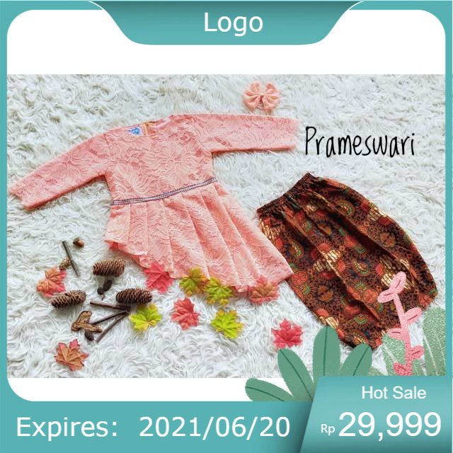 KEBAYA ANAK & DEWASA"'PRAMESWARI "' warna PEACH