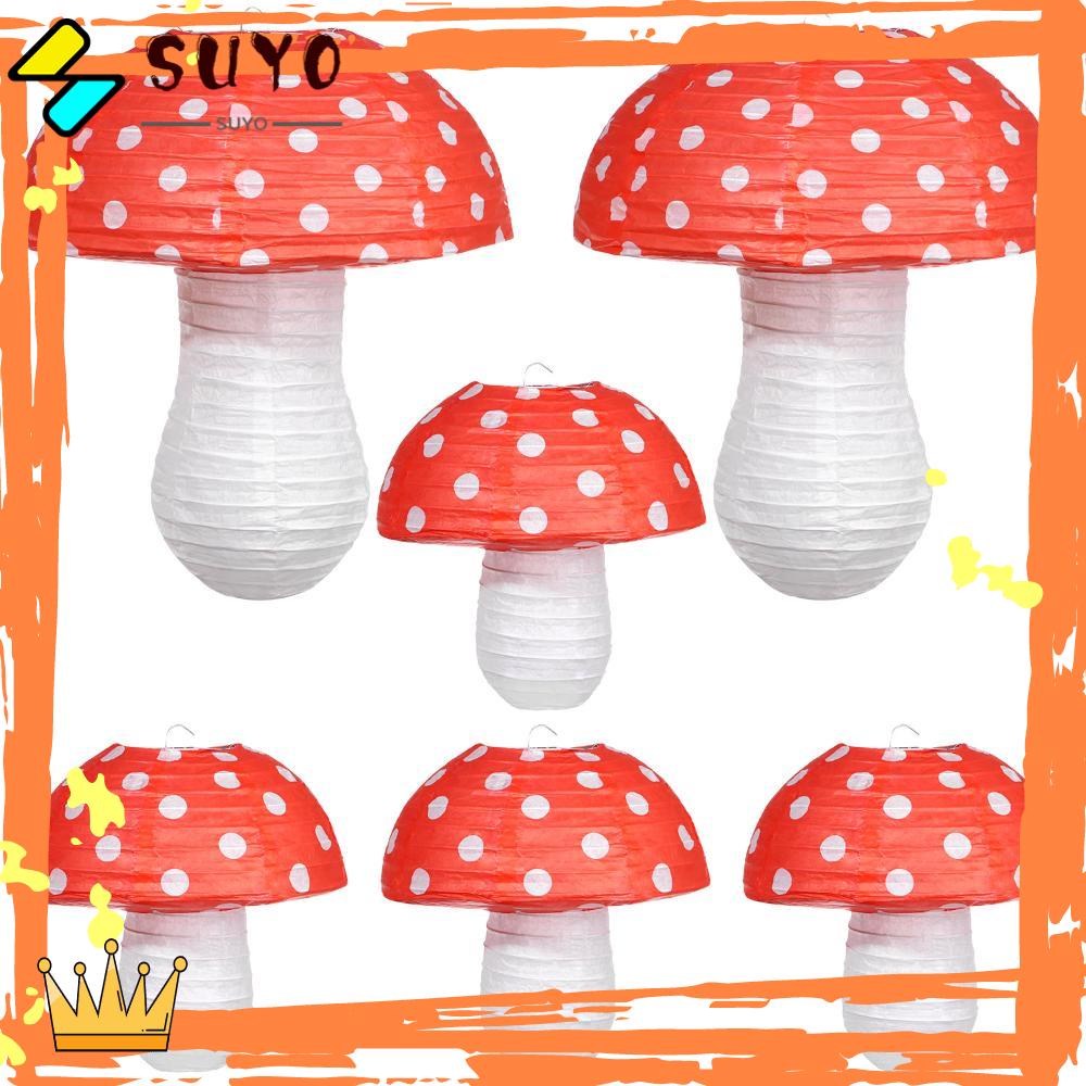 Suyo Mushroom Decor Lantern 3D Lampion Gantung Dekorasi Kamar Tema Wonderland