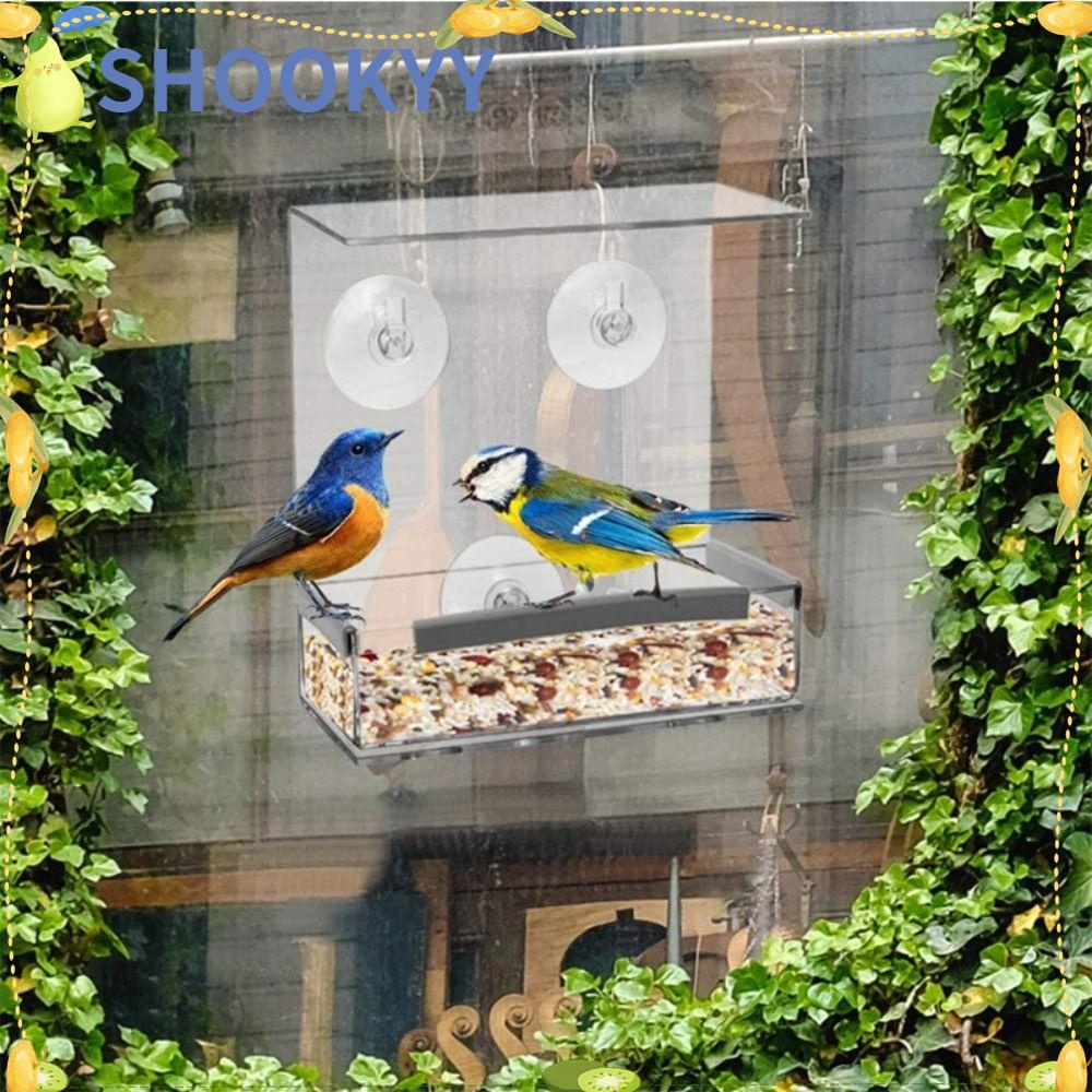 Chookyy Window Bird Feeder Adsorpsi Transparan Dekorasi Taman Kuat Suction Cups