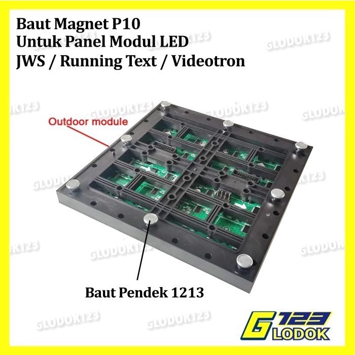 Baut Magnet Panjang Pendek Panel Modul LED P10 Running Text Videotron