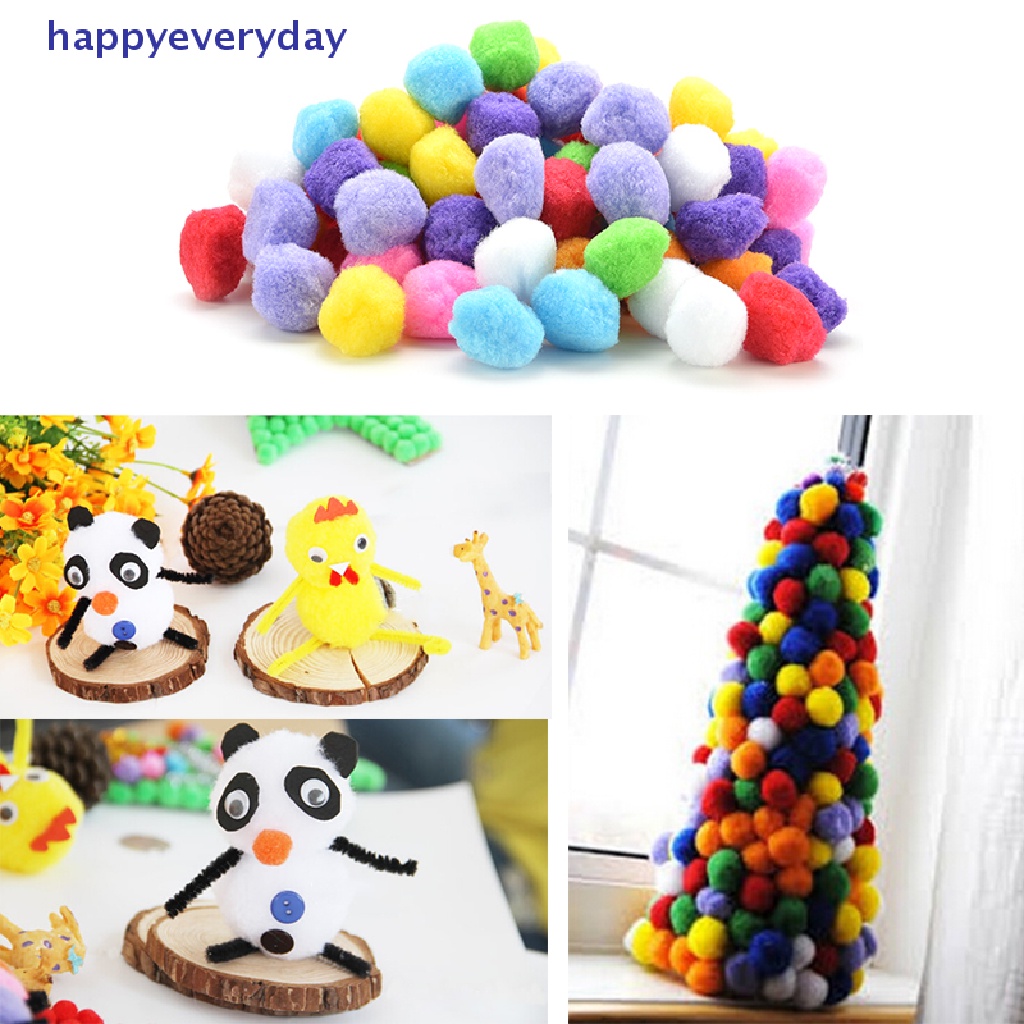 [happy] 100pcs Pom Pom Berbulu Lembut Warna Campur Untuk Kerajinan Tangan Anak 20mm 30mm 40mm [ID]