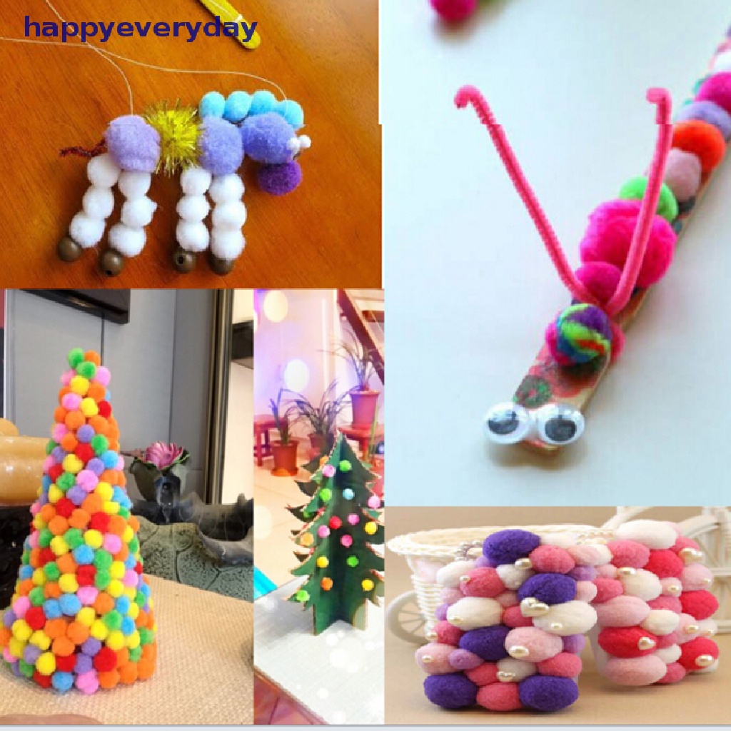 [happy] 100pcs Pom Pom Berbulu Lembut Warna Campur Untuk Kerajinan Tangan Anak 20mm 30mm 40mm [ID]