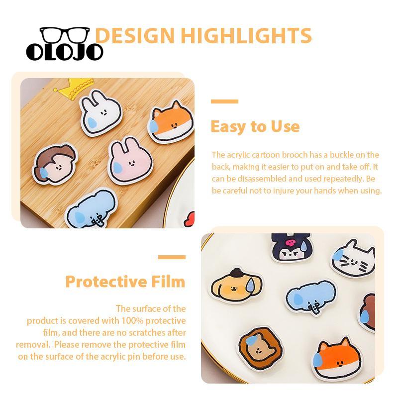 【COD】Berkeringat Emoji Bros Akrilik Lucu Kartun Hewan Kecil Lencana DIY Aksesoris Jepit Rambut