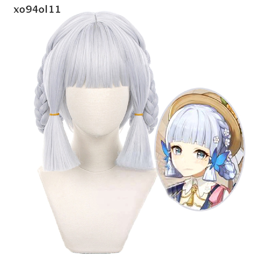 Xo Game Genshin Impact Kamisato Ayaka Cosplay Wig Silver Blue 30cm Kepang Wig OL