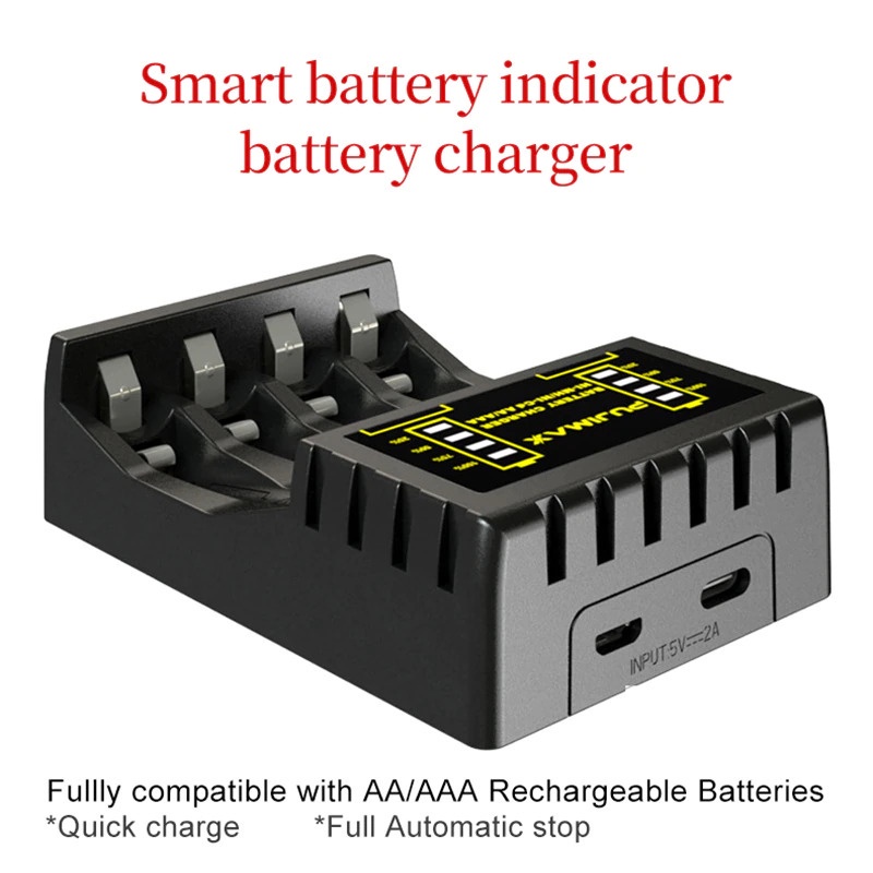 Charger Baterai 4 Slot for AAA AA PUJIMAX WITH Indikator LED