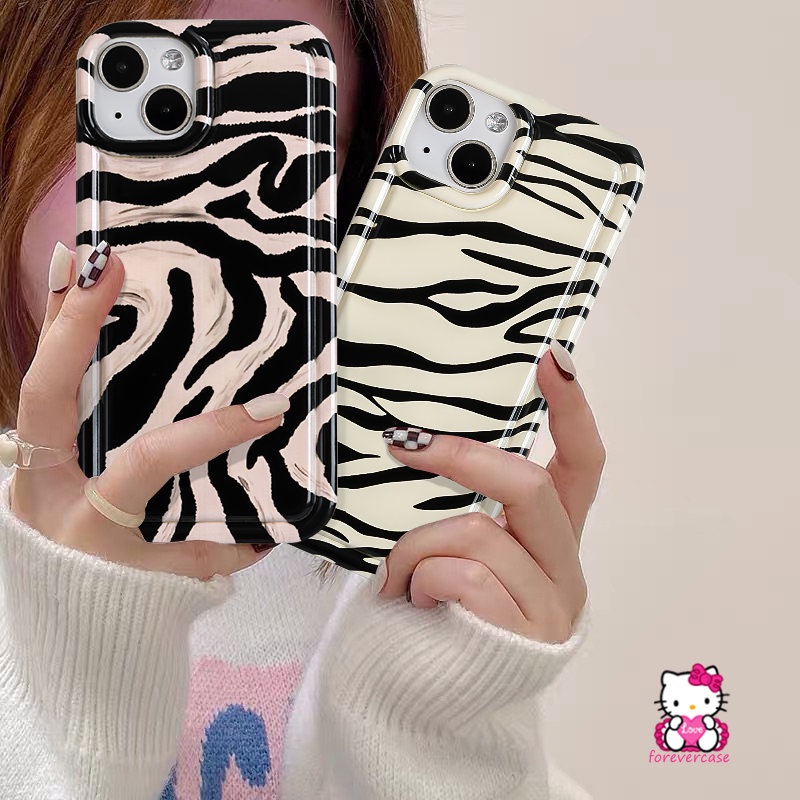 Art Irregular Stripe Zebra Pattern Case Oppo A17K A77s A12E A77 A12 A57 A16K A55 A54 A5s A16 A9 A17 A7 A95 A92 A3s A74 A5 A16E A15 A16s A53 A52 A1K A31 Airbag Tahan Guncangan Soft Cover