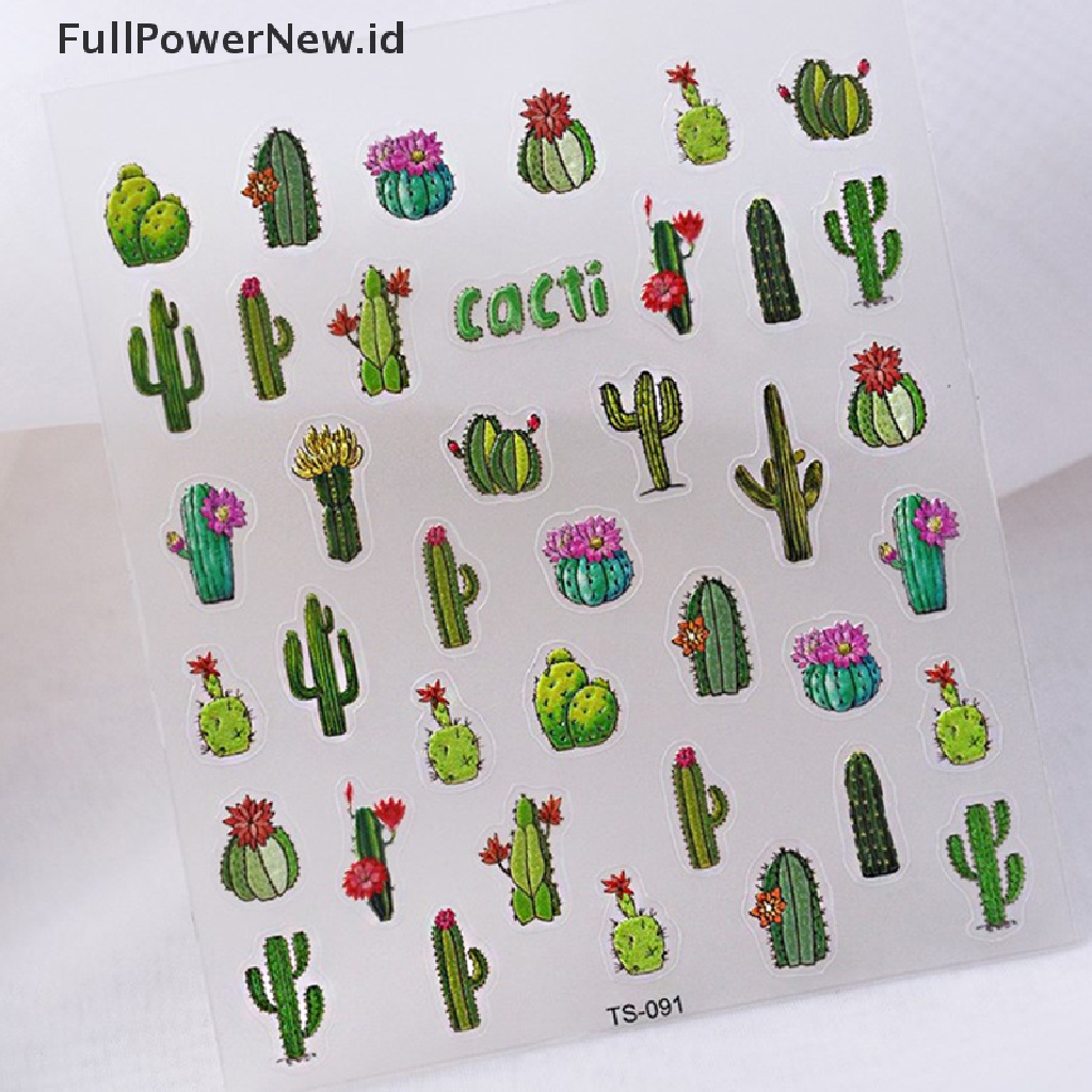 Power Nail Art Bunga Kaktus Berduri Tanaman Decals Self Adhesive Nail Decals Untuk Anak Perempuan ID