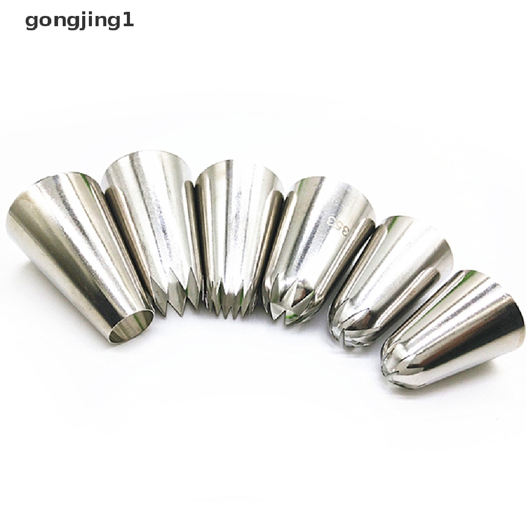Ggg 6PCS/Set Cream Piping Nozzle Pastry Fondant Icing Tips Alat Baking Untuk ID Dapur