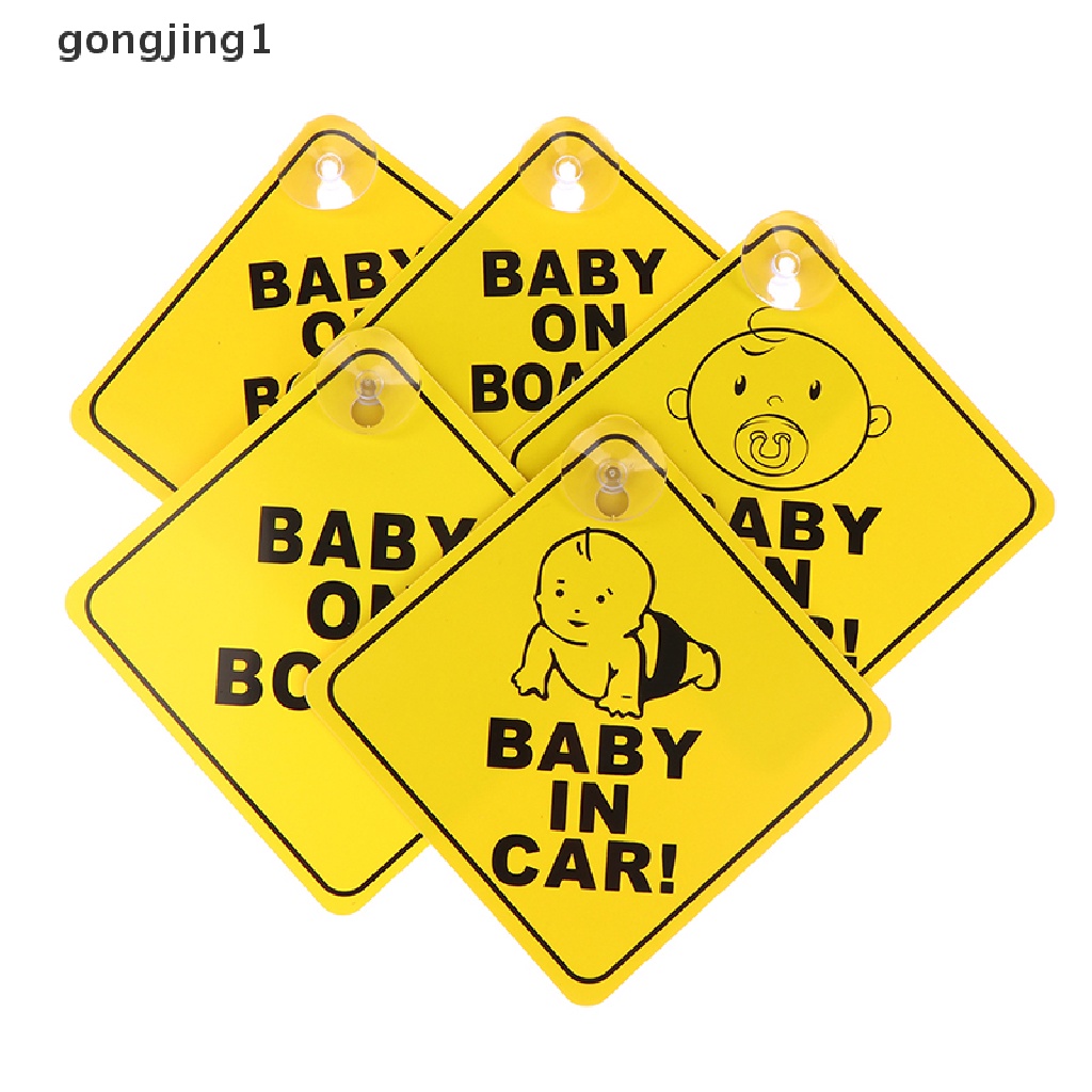 Ggg Baby On Board Safety Car Window Suction Cup Tanda Peringatan Mengemudi Stiker Mobil ID