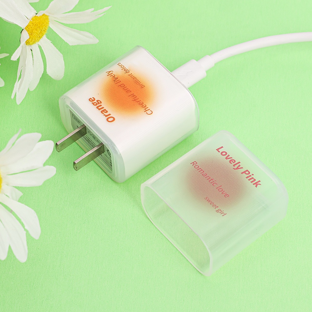 IPHONE Soft Cover Pelindung Charging Plug Case Pelindung Motif Huruf Populer Warna Gradasi Lucu Tahan Lama Tahan Debu Kompatibel Dengan Iphone18/20W Charging Head TPU