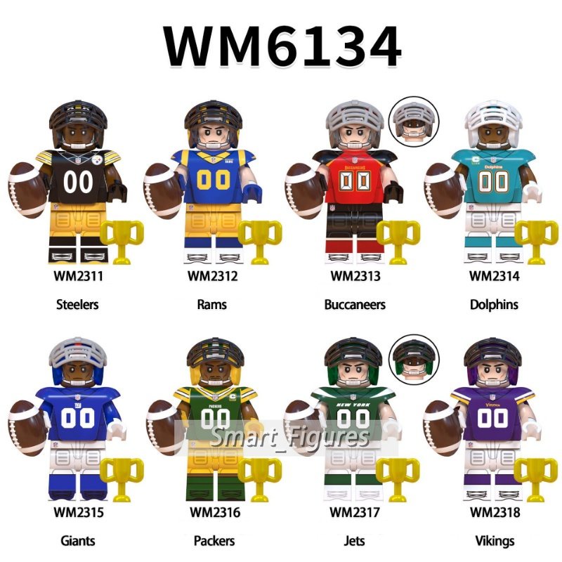 Rugby Series Minifigures New York Giants Los Angeles Rams Rakitan Blok Bangunan Mainan Hadiah Anak Dekorasi Desktop