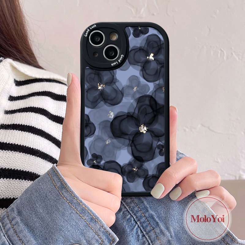 IPHONE Casing Ponsel Kompatibel Untuk Iphone11 14 13 12 Pro Max 7Plus 8Plus XR X XS Max 6 6s 7 8 plus SE 2020 Soft Tpu Mewah Vintage Floral Retro Flower Shockproof Back Cover