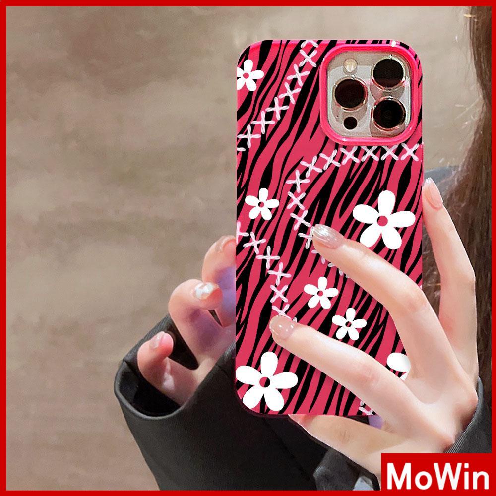 For iPhone 14 Pro Max iPhone Case Pink Glossy TPU Soft Case Shockproof Protection Camera Cute Zebra Flowers Compatible with iPhone 13 Pro max 12 Pro Max 11 xr xs max 7Plus 8Plus