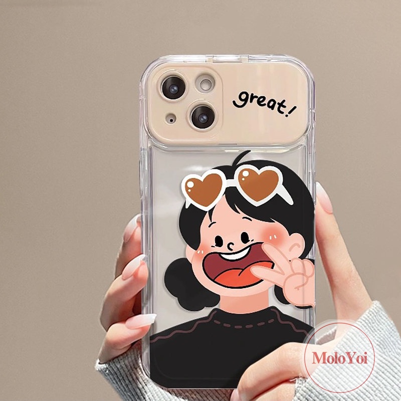 IPHONE Flip Make Up Cermin Couple Sweet Boy Girl Case Kompatibel Untuk Iphone14 11 13 12 Pro MAX 7Plus XR 78 14 Plus X XS MAX SE 2020 Lovely Lembut Shockproof Soft Cover