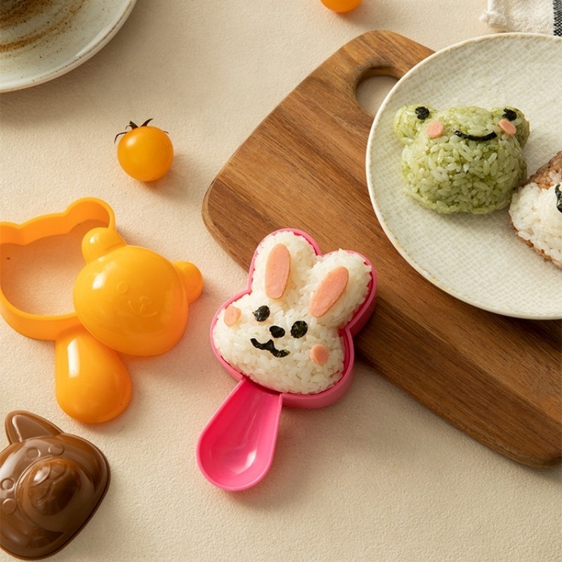 Cetakan Nasi Bento Sushi Onigiri Set Pembuat Sushi Mold Makanan Bentuk Kucing Rabbit Panda