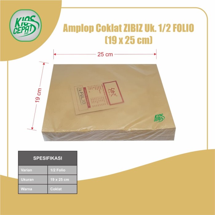 

Amplop Coklat Ukuran 1/2 FOLIO (1Pack Isi 100pcs)