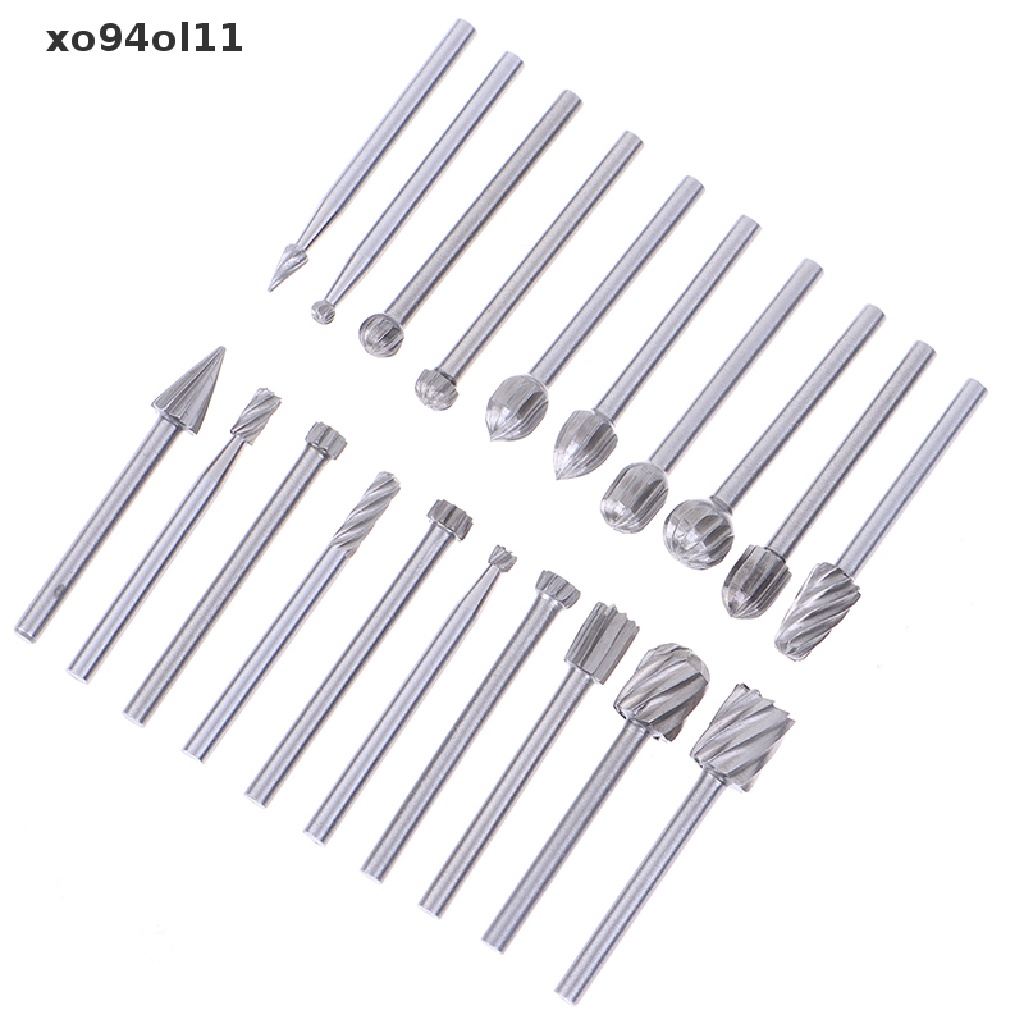 Xo 20pcs Tungsten Carbide Rotary Point Burr Die Grinder Shank Set 3 * 40mm OL