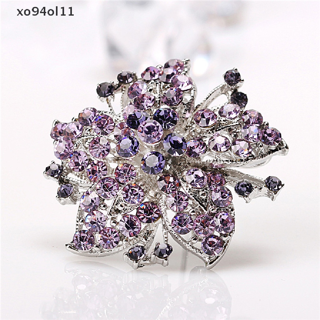 Xo Wanita Fashion Kristal Bunga Besar Bros Pin Berlian Imitasi Pesona Pernikahan Bros OL