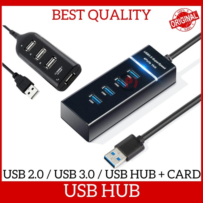 USB HUB Cabang 4 / 6 Port USB 2.0 3.0 / With Card Reader High Speed PORT USB