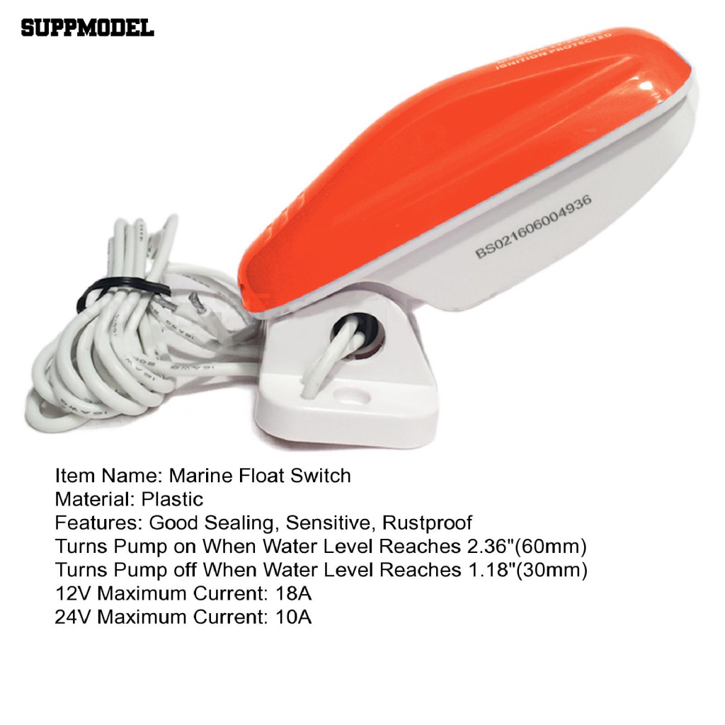 Suppmodel Saklar Pompa Air Dasar Snap-on Yang Dapat Dilepas Aksesori Perahu Kapal Laut Bilge Pump Float Switch Sensitif