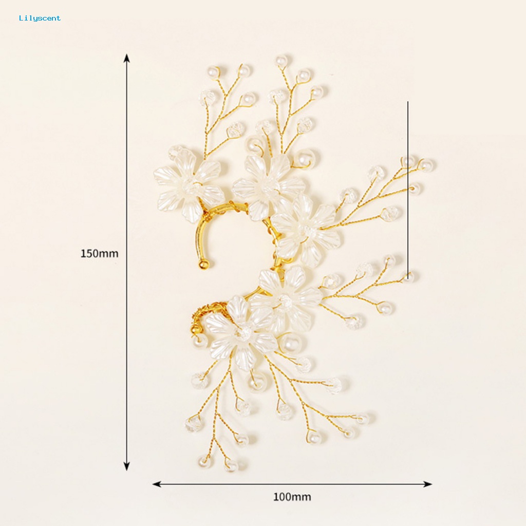 Lilyscent Anti-Alergi Klip Anting Perhiasan Aksesori Pengantin Bertatahkan Berlian Imitasi Temperamen Elf Telinga Manset Buatan Tangan Mutiara Imitasi