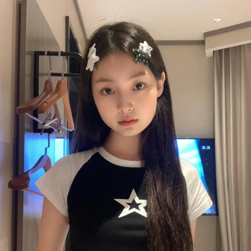 Harajuku Y2k Kulit Bintang Pentagram Jepit Rambut/Women Sweet Cute Duckbill Hair Clip/Jepit Rambut Model Tusuk Samping Gaya Milenial Mengkilap Vintage