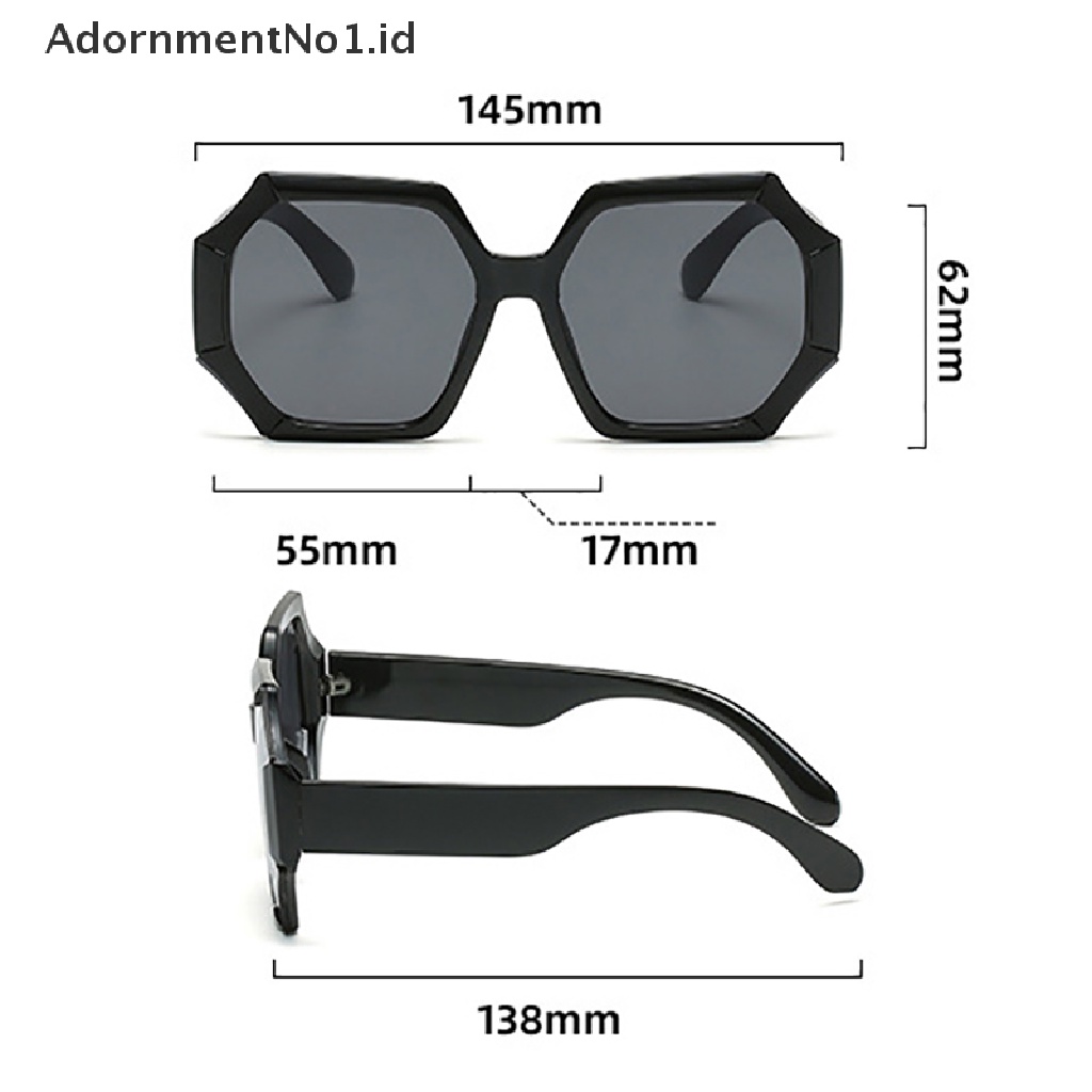 [AdornmentNo1] Kacamata Hitam Kotak Poligonal Unik Untuk Wanita Klasik Retro Vintage Big Shades [ID]