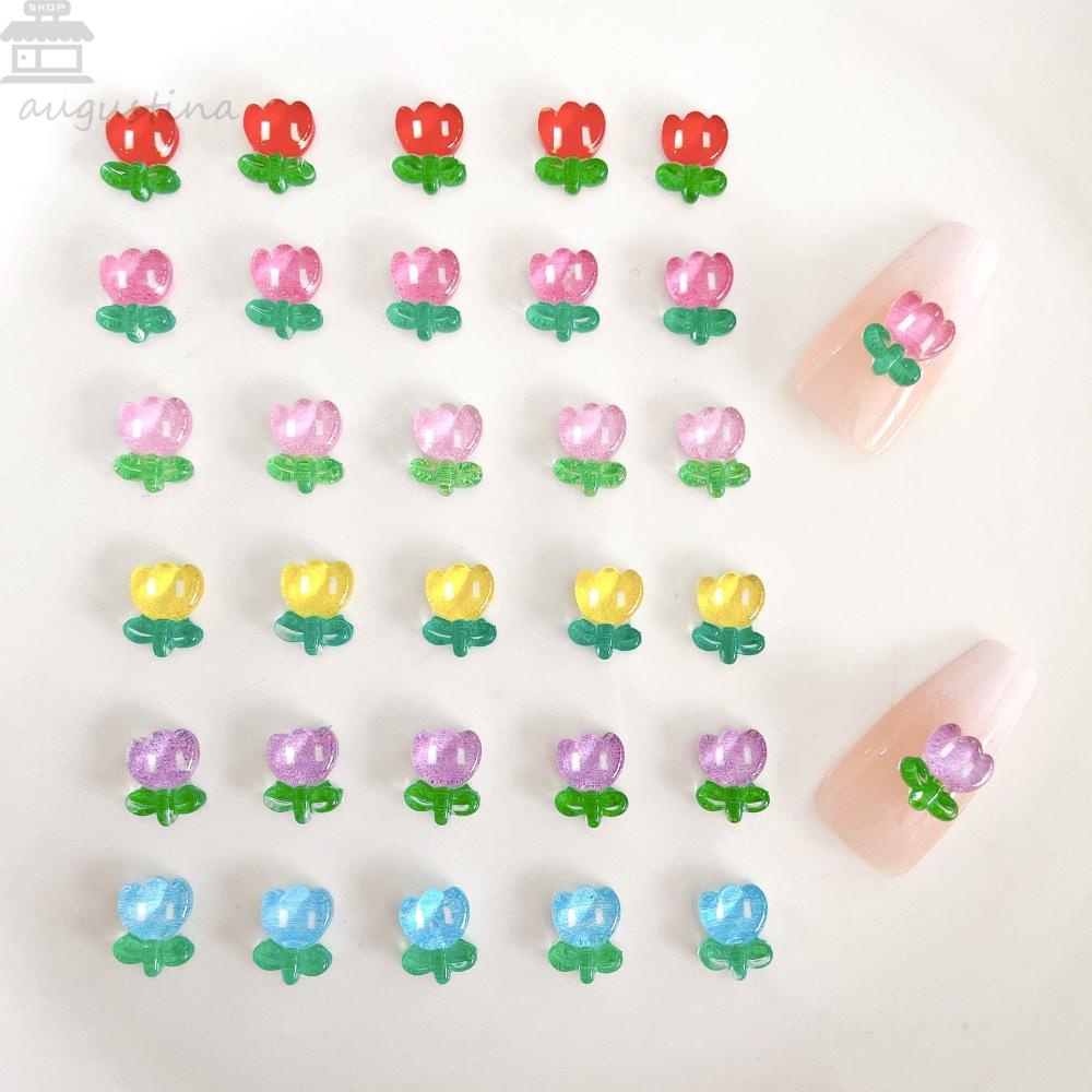 Agustina Bunga Kuku Rhinestones Resin Fashion 3D Kuku Pesona Gaya Jepang Jepit Rambut Kerajinan Datar Kembali Bunga Kuku Hiasan