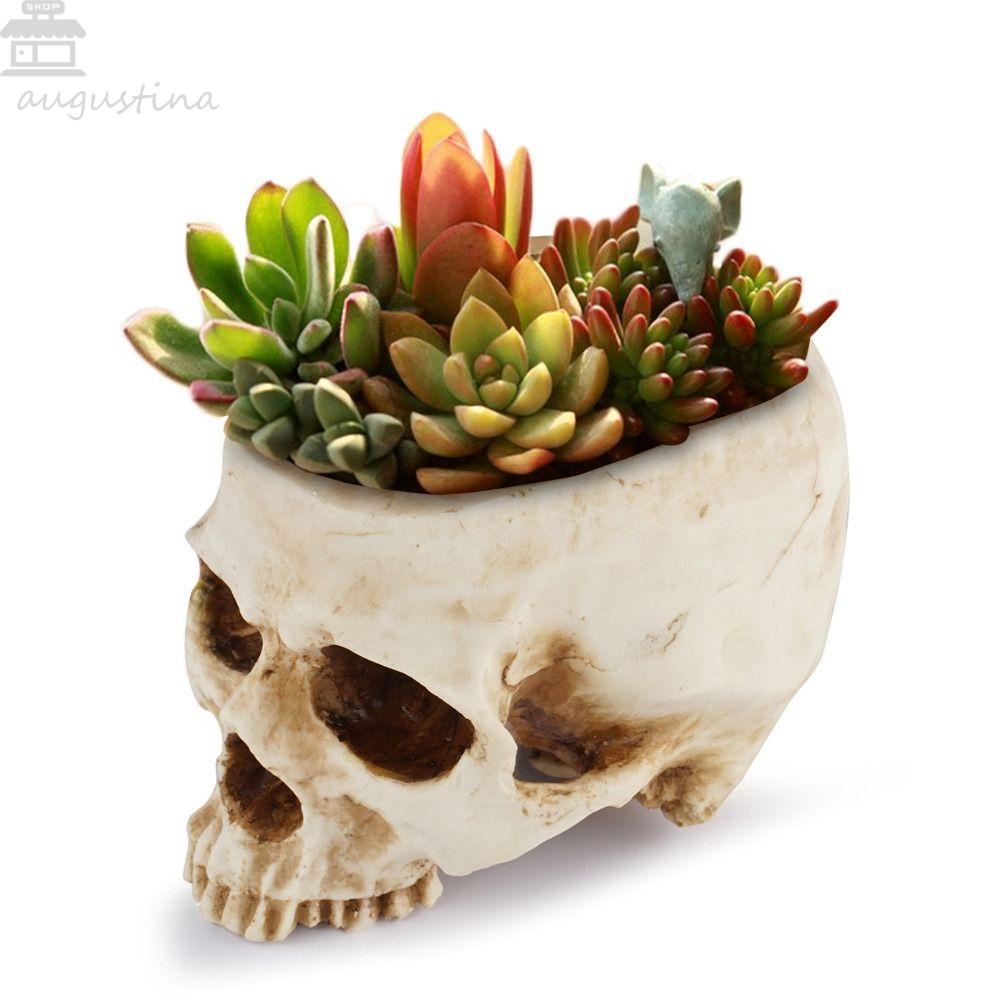 Wadah Bar Pot Bunga Tengkorak Agustinina Wadah Hiasan Meja Kantor Untuk Home Decor Sugar Skull Planter