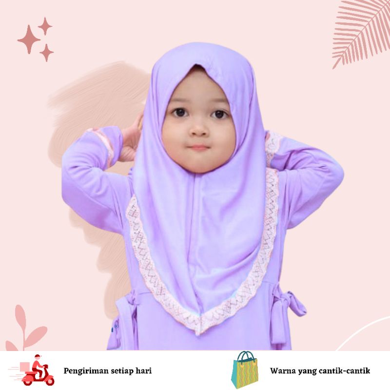 Hijab Baby Anisa / jilbab anak aksen renda / kerudung daily anak muslimah