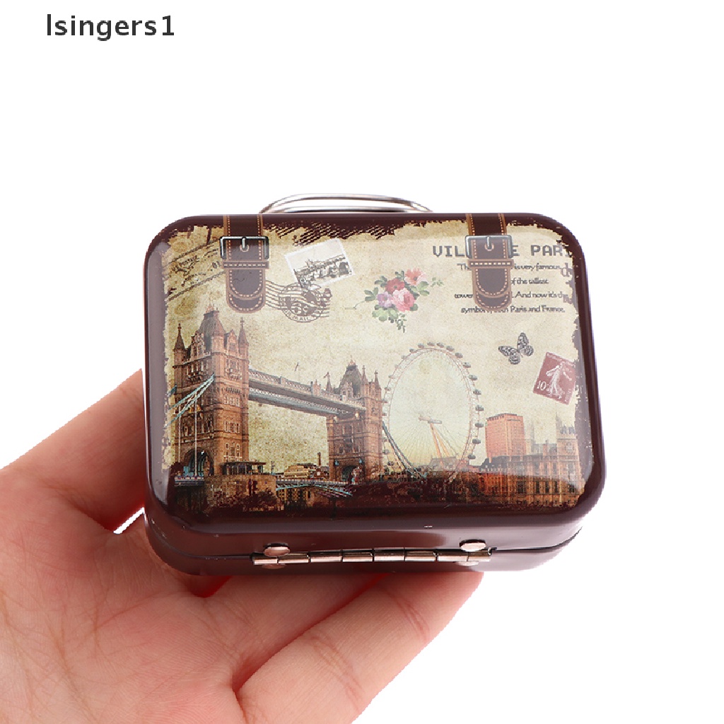 [lsingers1] Retro Storage Tin Mini Box Persegi Panjang Tinplate Koper Candy Snack Organizer Butik