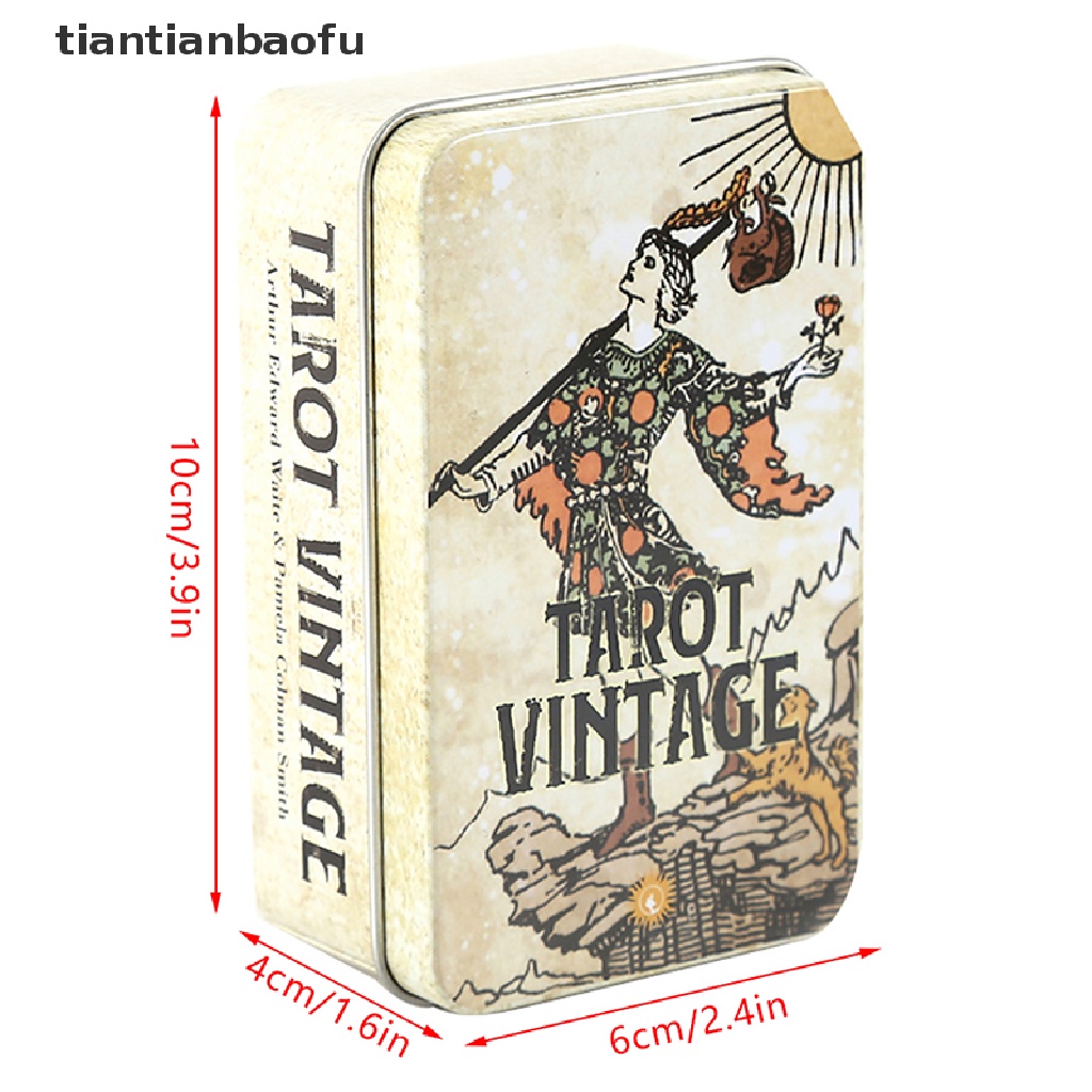 [tiantianbaofu] Kotak Besi Vintage Tarot Ramalan Dek Pesta Keluarga Papan Permainan w/Butik Manual