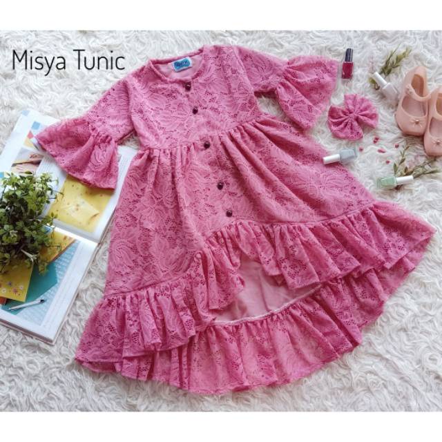 BAJU TUNIK/BAJU PESTA ANAK & DEWASA"'MISYA"' WARNA DUSTY PINK (SALEM)