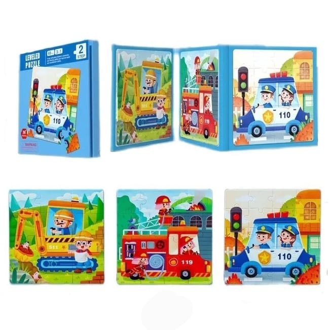 WE Buku Puzzle Magnet 3 in 1 dengan 5 Step Variasi Leveled Puzzle 5 Step Book Magnetic Puzzle 3 in 1 Buku Puzzle Jigsaw Tingkatan Edukasi