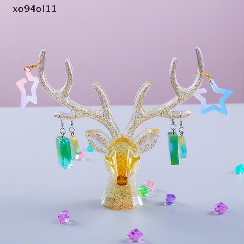 Xo Cetakan Rak Display Perhiasan Bentuk Rusa Silikon DIY Tempat Anting Cetakan Resin OL