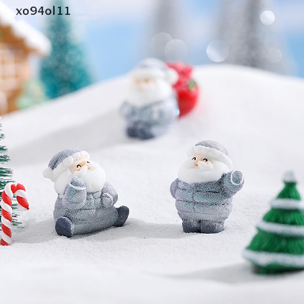 Xo Patung Natal Resin Mini Dekorasi Lanskap Mikro Untuk Ornamen Desktop Rumah Mobil OL