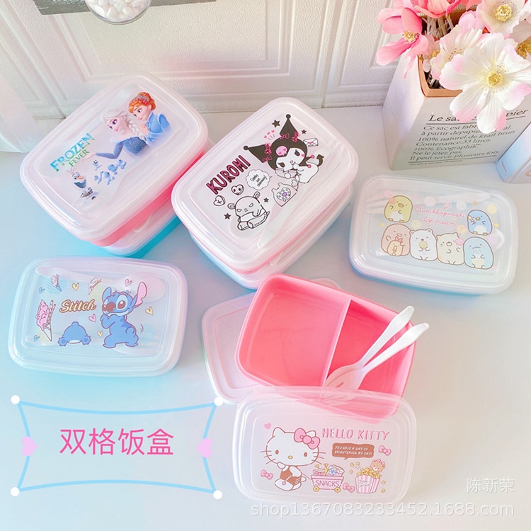 Microwave Sanrio Kotak Makan Kartun Kuromi Cinnamoroll Microwave Pemanasan Segar Menjaga Kotak Kulkas Klasifikasi Makanan Kotak Penyimpanan Wadah Makanan