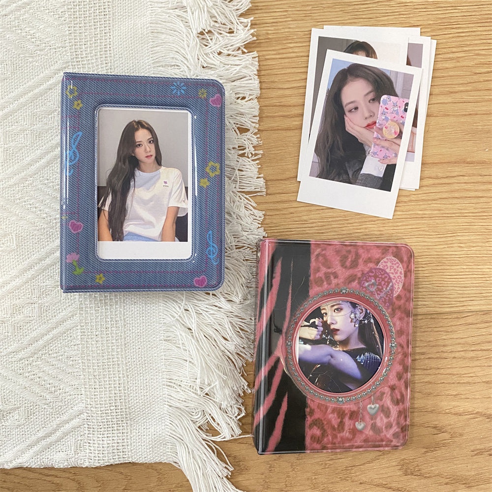 Ins Gaya Retro y2k Denim Print Leopard Print 10cm Polaroid mini Album Foto Bintang Chasing Aidou Photocard Card Book Storage