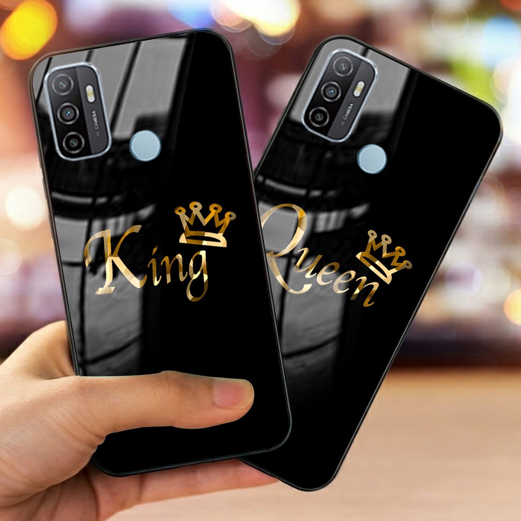 GLASS COD TERMURAH Case Kaca King and Queen Oppo A53 - Kesing HP - Case HP - Casing HP - Casing Oppo