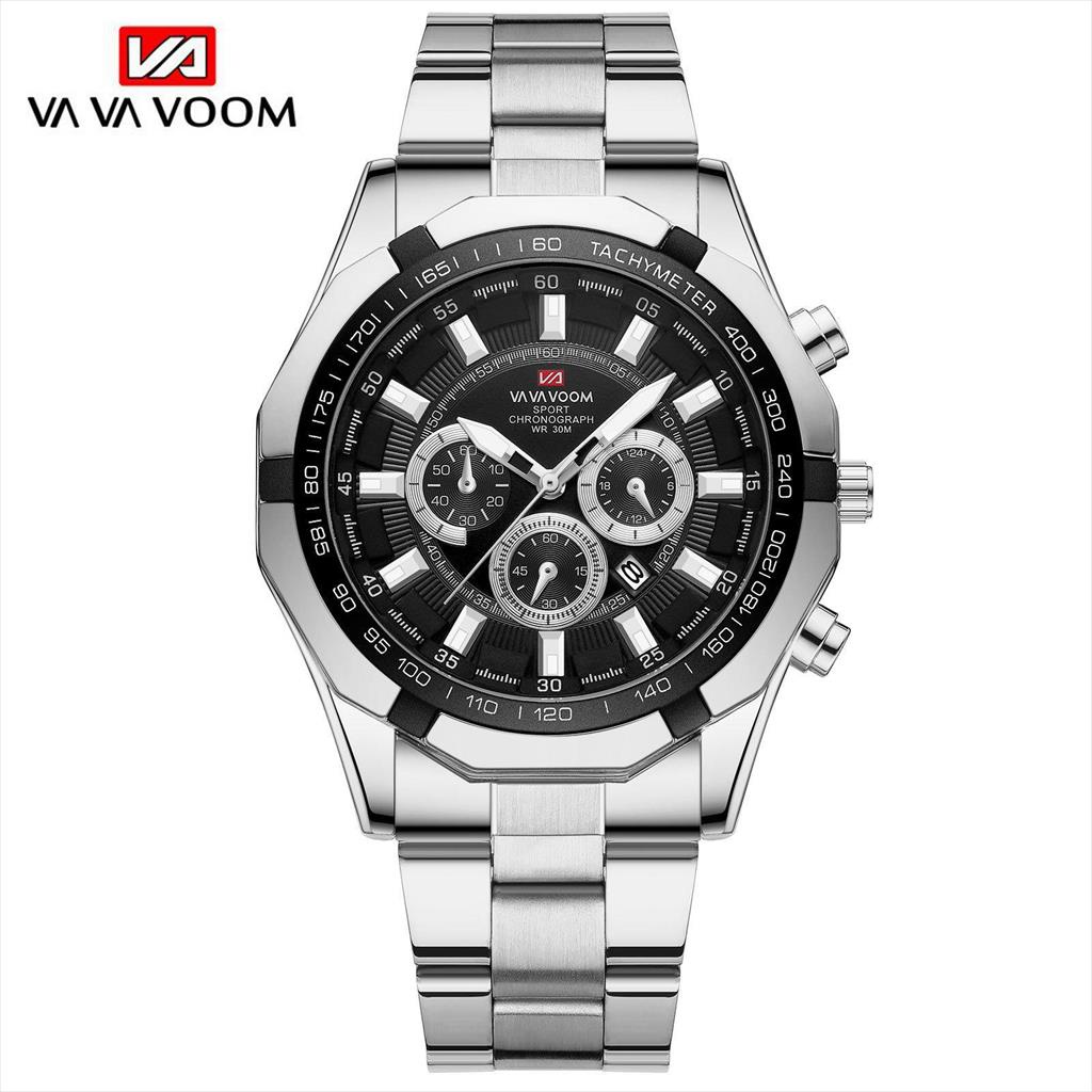 Jam Tangan Pria Analog Date VAVA VOOM 2382 Tahan air Stainless Steel Original + Free BOX